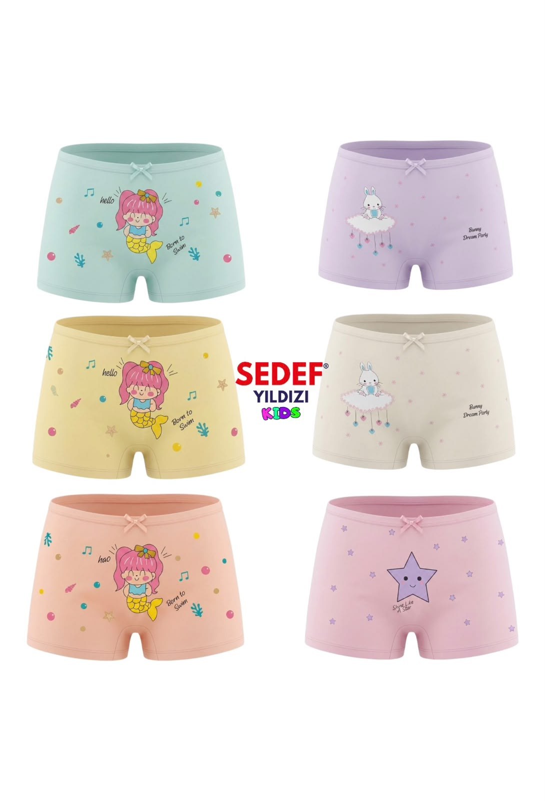 SEDEF YILDIZ 12Lİ KIZ ÇOCUK BOXER