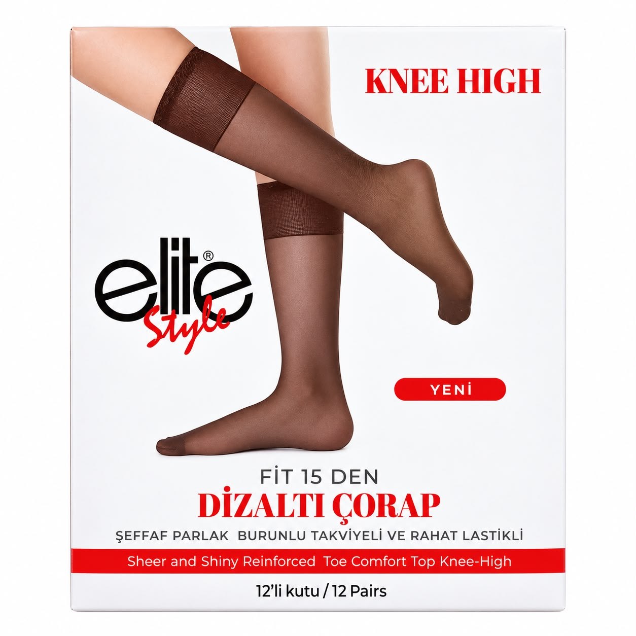 ELİTE DİZ ALTI PARLAK ÇORAP 12Lİ